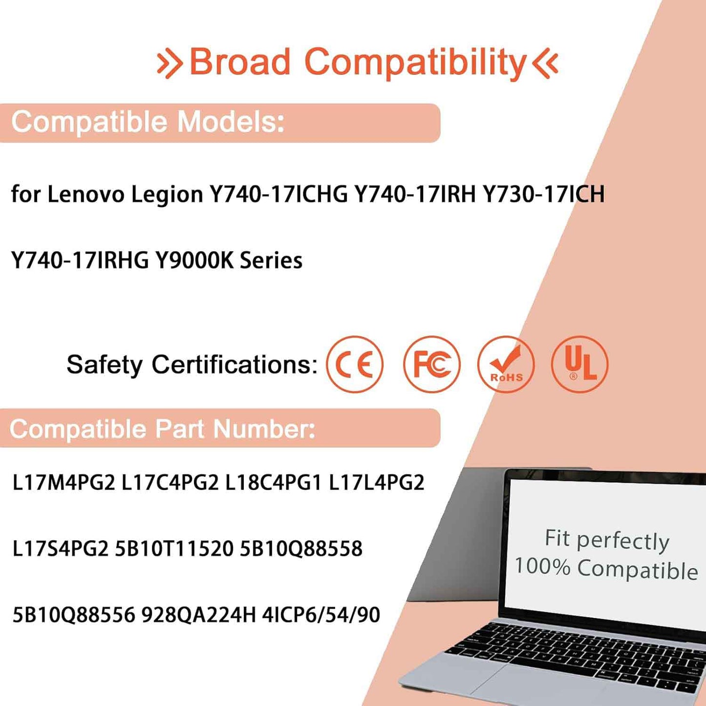 Genuine L17M4PG2 L17C4PG2 Laptop Battery Compatible with Lenovo Legion Y730-17 Y740-17ICH Y730-17ICH Y730-17ICHG Y740-17 Y740-17ICHG Y740-17ICH Y9000K L17L4PG2 L17S4PG2 L17C4PG2 76Wh 4955mAh 15.36V