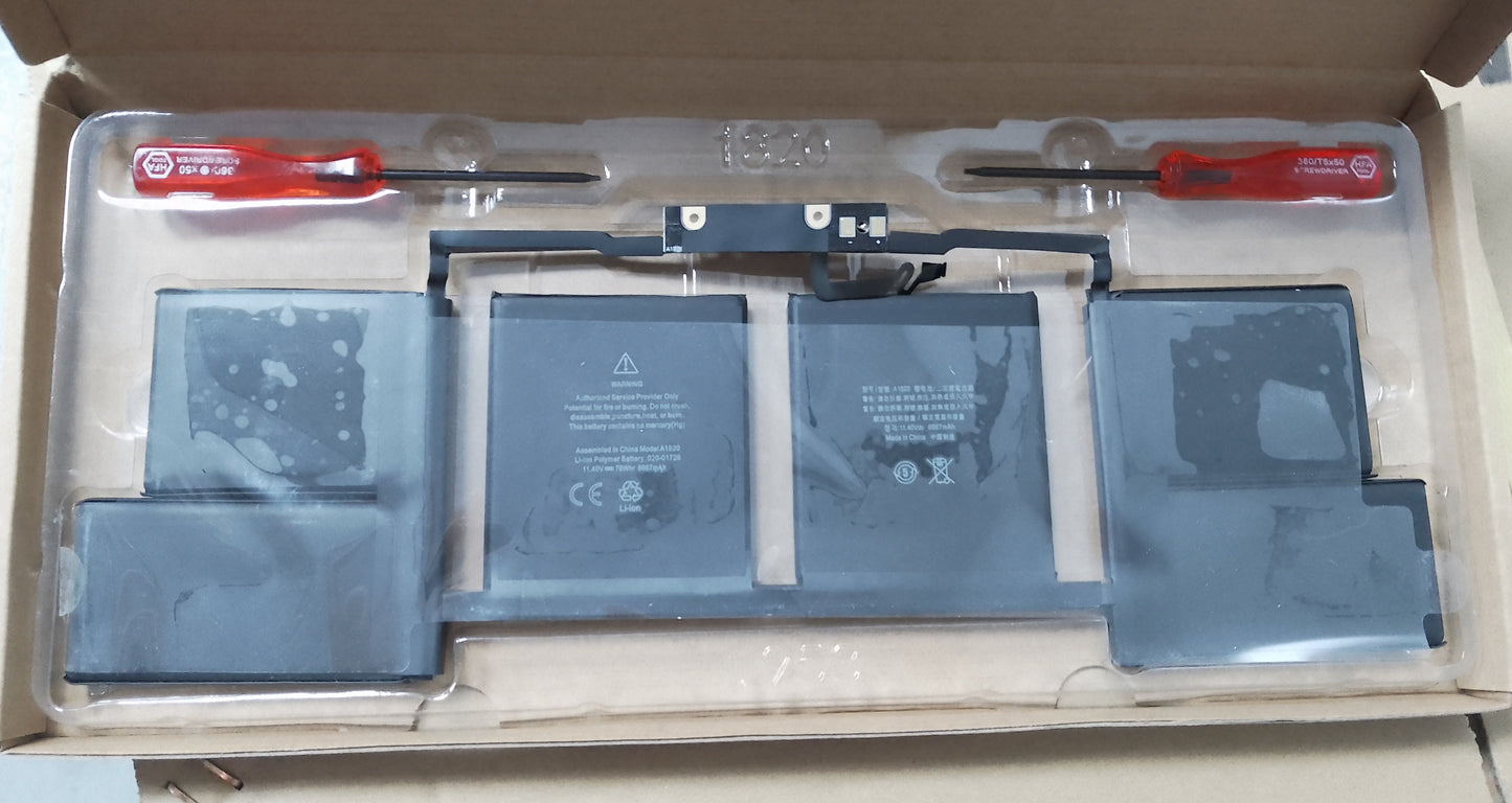 Genuine A1820 Laptop Battery Replacement for Apple MacBook Pro 15 inch A1707 Late 2016 Mid 2017 Touch Bar EMC 3072 EMC 3162 MLH32CH/A MLH42CH/A MLW72CH/A MLW82CH/A MPTR2LL/A MPTT2LL/A (11.4V 76Wh/6667mAh)
