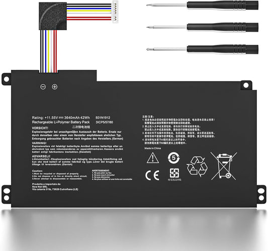 Genuine B31N1912 C31N1912 Laptop Battery for ASUS VivoBook E410 E410MA E410M L410MA E410KA F414MA E510 E510M E510MA E510KA R522MA F414MA-EK1890WS L510MA-WB04,11.55V 42Wh