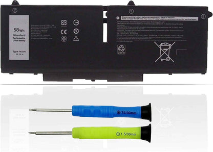 58Wh FK0VR Laptop Battery Replacement Dell Latitude 5330 7330 7430 7530 Latitude 5330 2-in-1/7330 2-in-1/7430 2-in-1 Series FKOVR 8H6WD 293F1 01VX5 404T8 51R71 8P81K 15.2V 3625mAh 4Cell