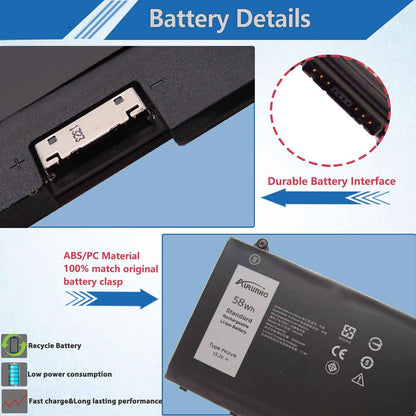 58Wh FK0VR Laptop Battery Replacement Dell Latitude 5330 7330 7430 7530 Latitude 5330 2-in-1/7330 2-in-1/7430 2-in-1 Series FKOVR 8H6WD 293F1 01VX5 404T8 51R71 8P81K 15.2V 3625mAh 4Cell