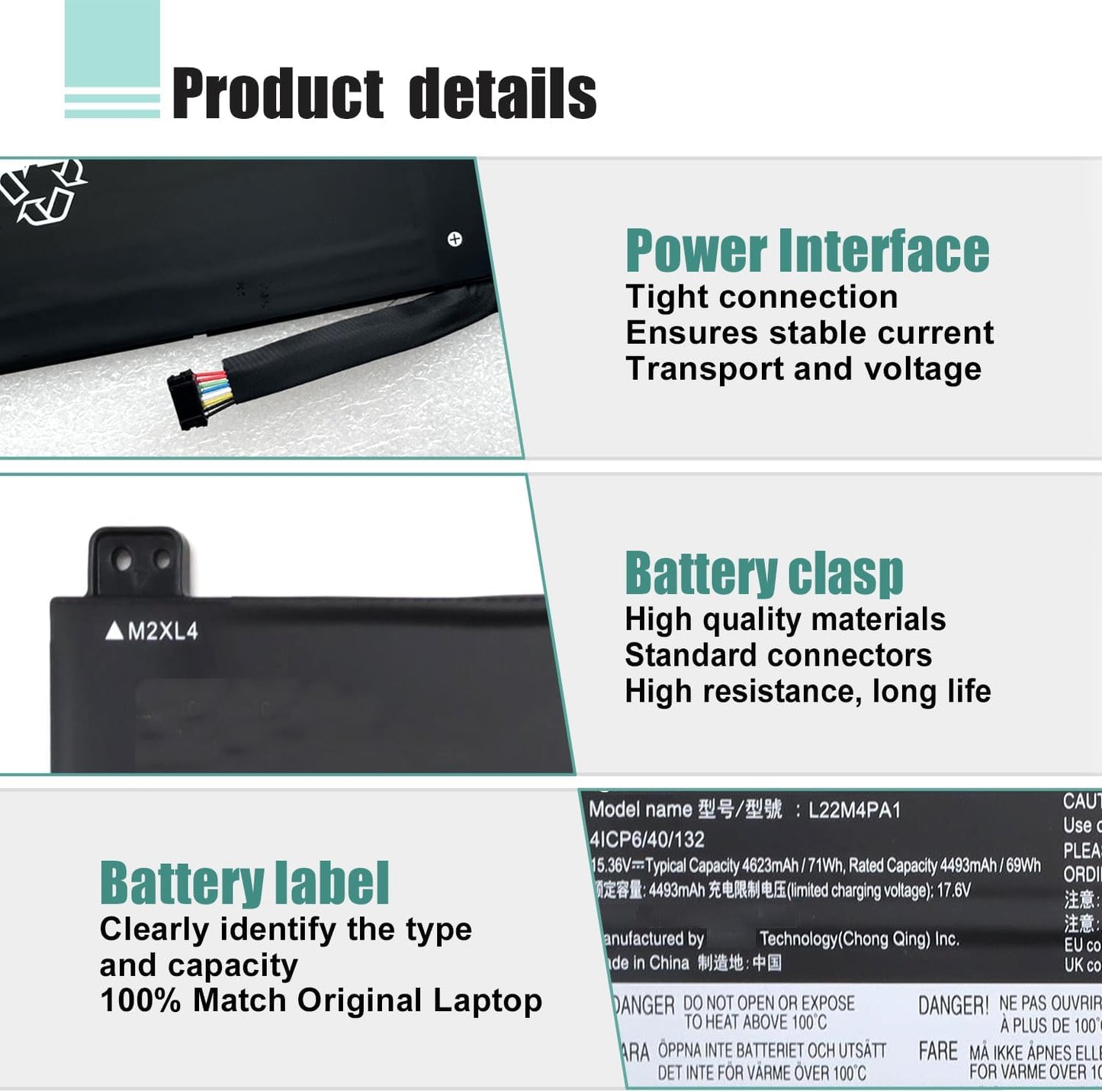 L22M4PA1 Laptop Battery Replacement for Lenovo Yoga 7 14ARP8 14IML9 14IRL8 16IRL8 16ARP8 Series L22D4PA1 SB11N46027 5B11N45944 5B11K38963 L22C4PA1