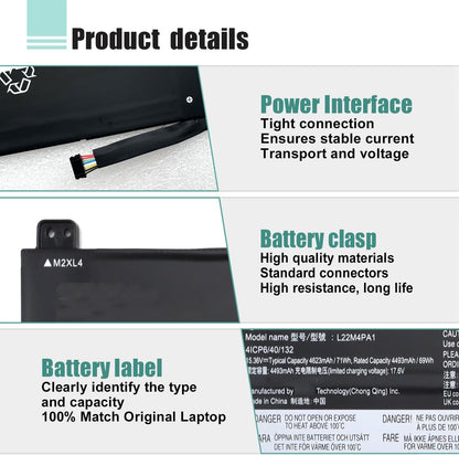 L22M4PA1 Laptop Battery Replacement for Lenovo Yoga 7 14ARP8 14IML9 14IRL8 16IRL8 16ARP8 Series L22D4PA1 SB11N46027 5B11N45944 5B11K38963 L22C4PA1