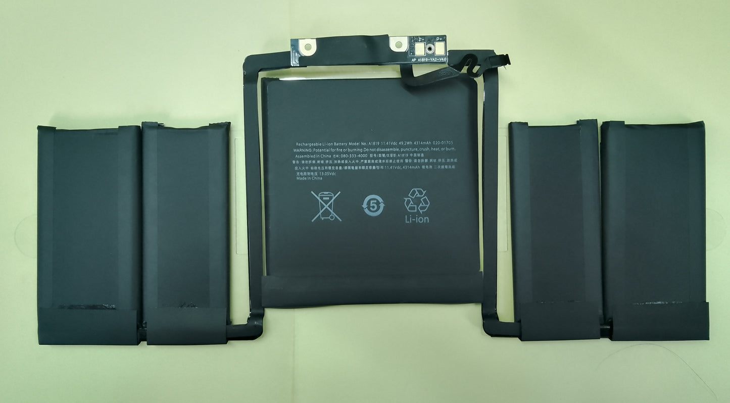 Genuine A1819 Replacement Laptop Battery for Apple Late 2016 Mid 2017 MacBook Pro 13 A1706 EMC 3071 EMC 3163 Battery MacBook Pro 13" Four Thunderbolt 3 Ports A1706 Apple A1819 Battery 49.2Wh