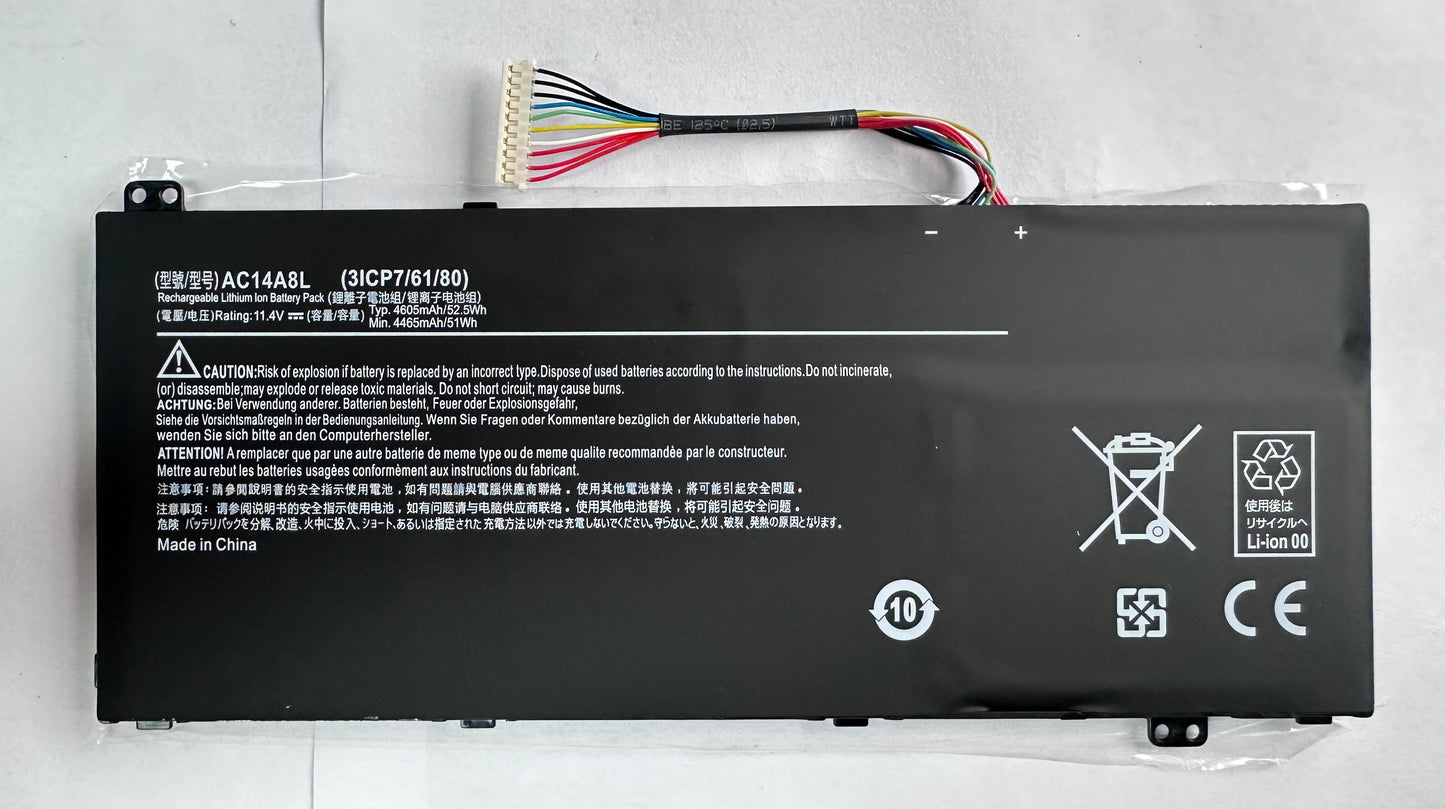 AC14A8L Replacement Laptop Battery Compatible with Acer V15 Nitro Aspire VN7-571 VN7-591 VN7-571G VN7-791G VN7-791 Series AC14A8L 3ICP7/61/80-11.4V 52.5Wh