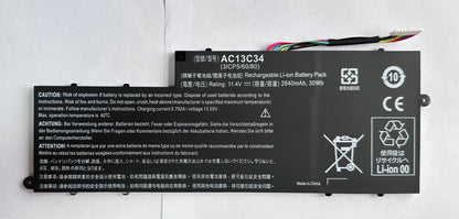 AC13C34 Laptop Battery for Acer Aspire V5-122P V5-132P E3-111 E3-112V E3-111-C0M6 E3-111-C0UM E3-111-C5AL ES1-111M MS237