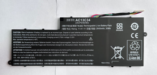 AC13C34 Laptop Battery for Acer Aspire V5-122P V5-132P E3-111 E3-112V E3-111-C0M6 E3-111-C0UM E3-111-C5AL ES1-111M MS237