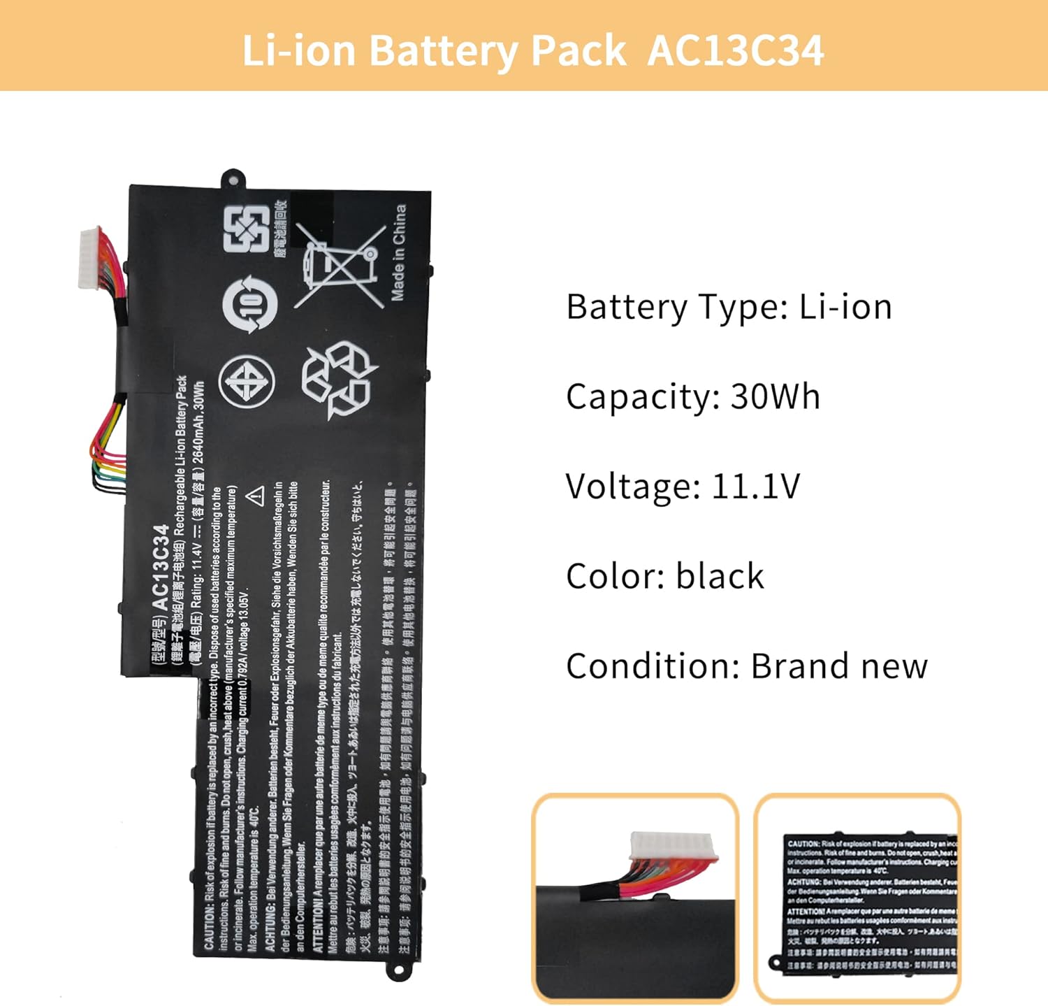 AC13C34 Laptop Battery for Acer Aspire